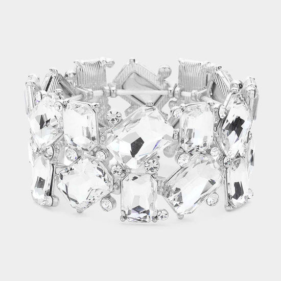 Rectangle Cluster Stretch Bracelet - Born To Glam Born To Glam