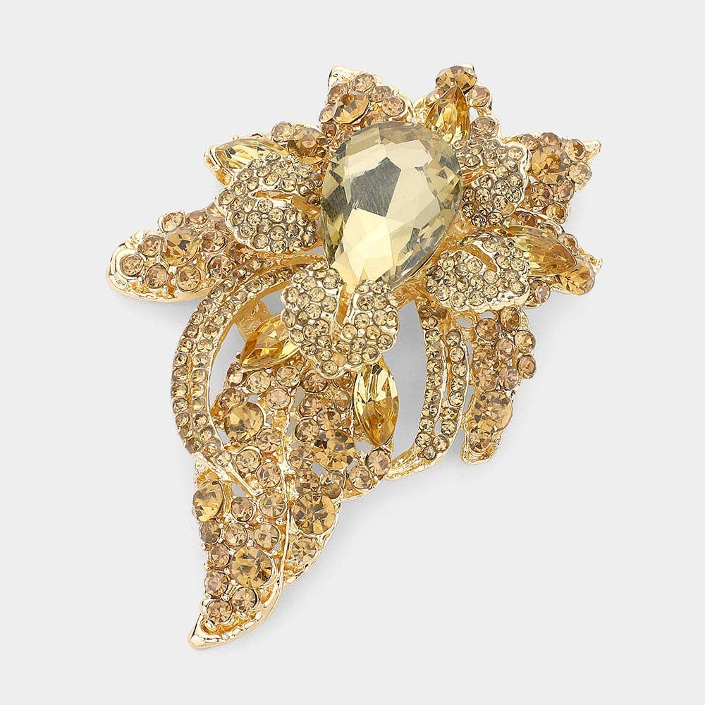 Floral Crystal Pave Bouquet Brooch / Pendant - Born To Glam Born To Glam