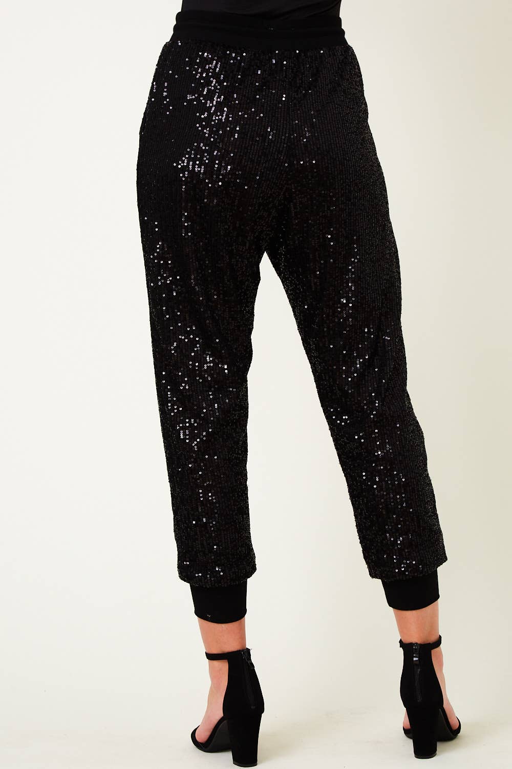 Black Sequin Jogger Pants - Born To Glam Born To Glam
