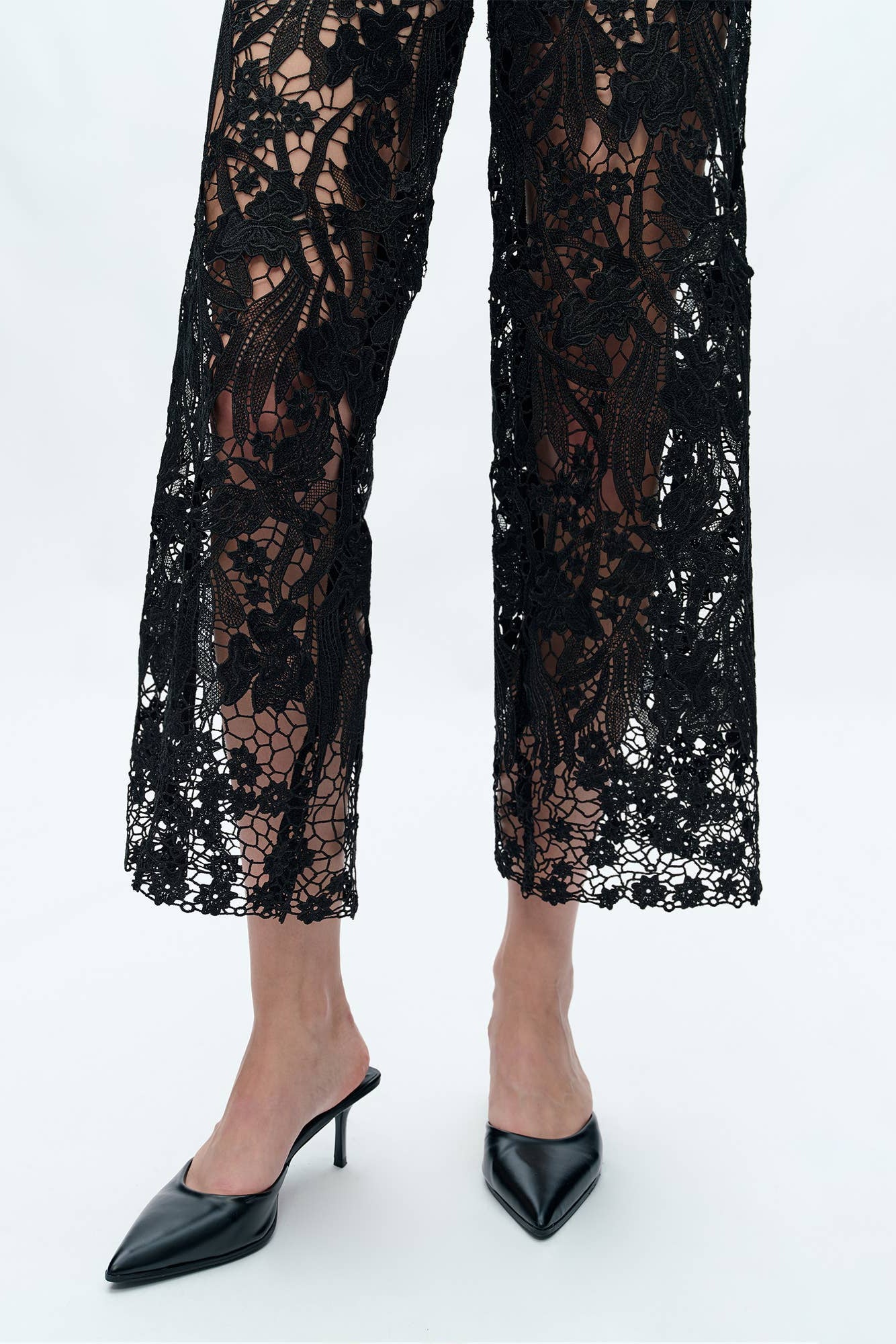 High Rise Wide Leg Lace Embellished Jeans Born To Glam
