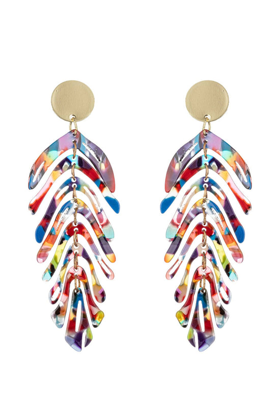 Resin Leaf Drop Earrings - Born To Glam Born To Glam