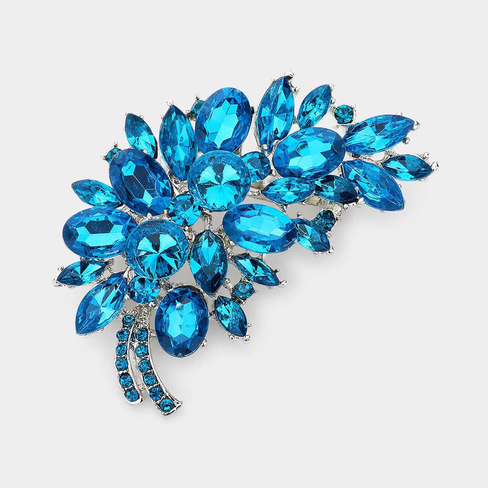 Glass Crystal Leaf Pin Brooch - Born To Glam Born To Glam