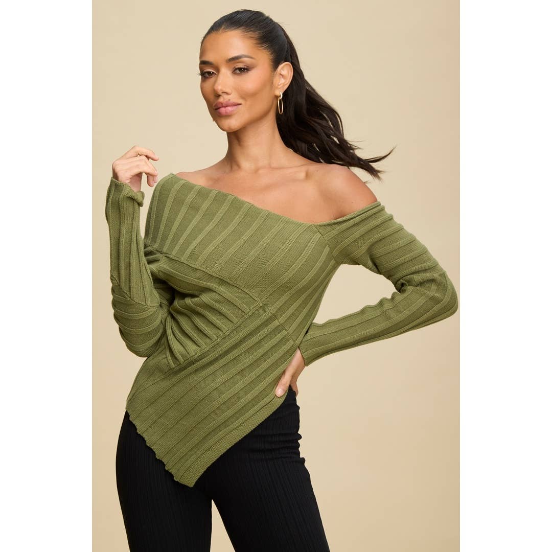 One Shoulder Knit Top Born To Glam