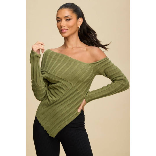 One Shoulder Knit Top Born To Glam