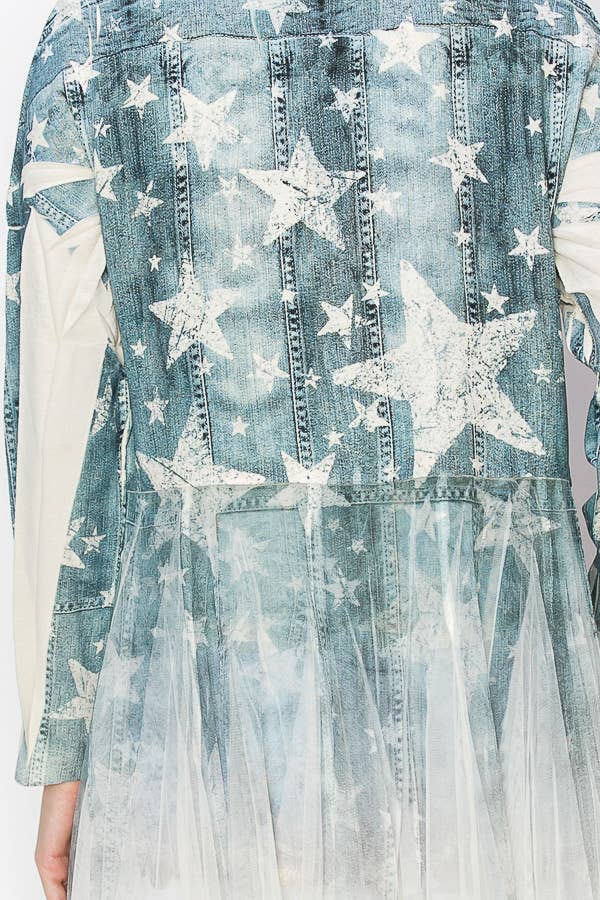 Beige Star Tulle Blazer Cardigan - Born To Glam Born To Glam