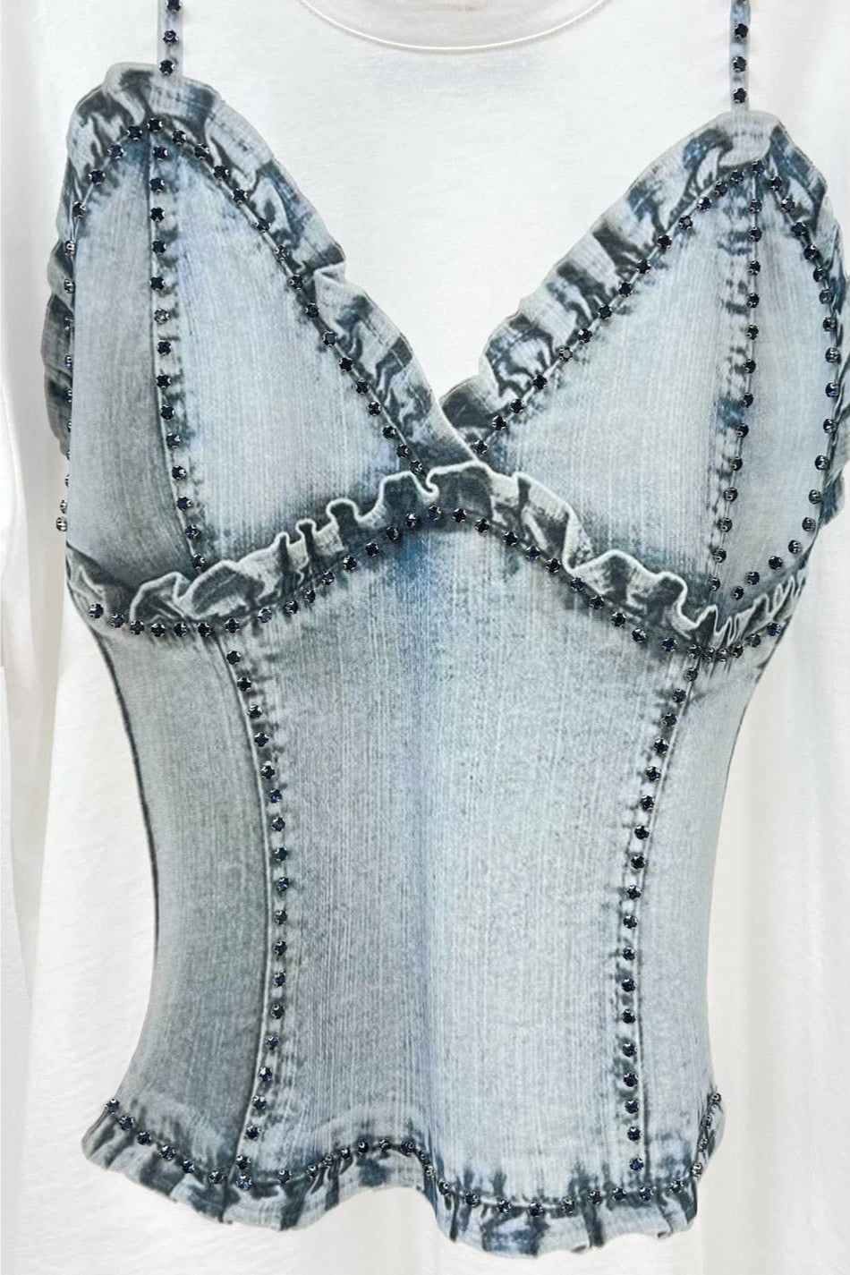 Denim Illusion Bow Graphic Tee - Born To Glam Born To Glam