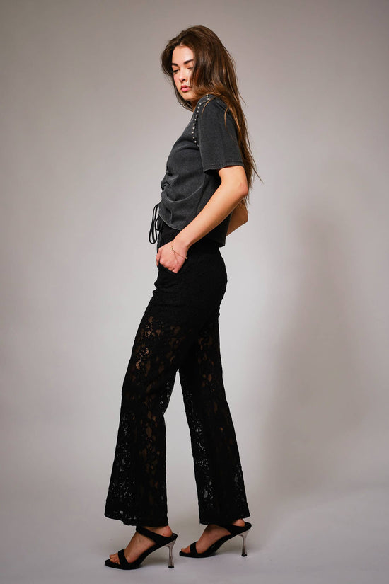 Lace Sheer Mid Rise Trouser Pants - Born To Glam Born To Glam