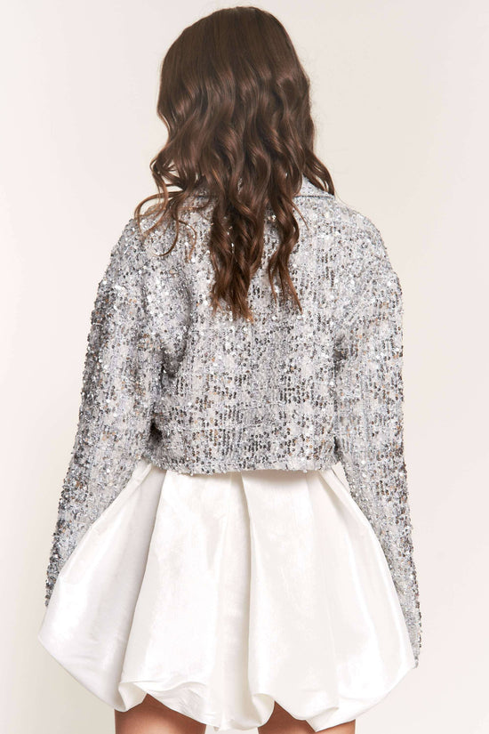 Silver Sequin Crop Jacket - Born To Glam Born To Glam