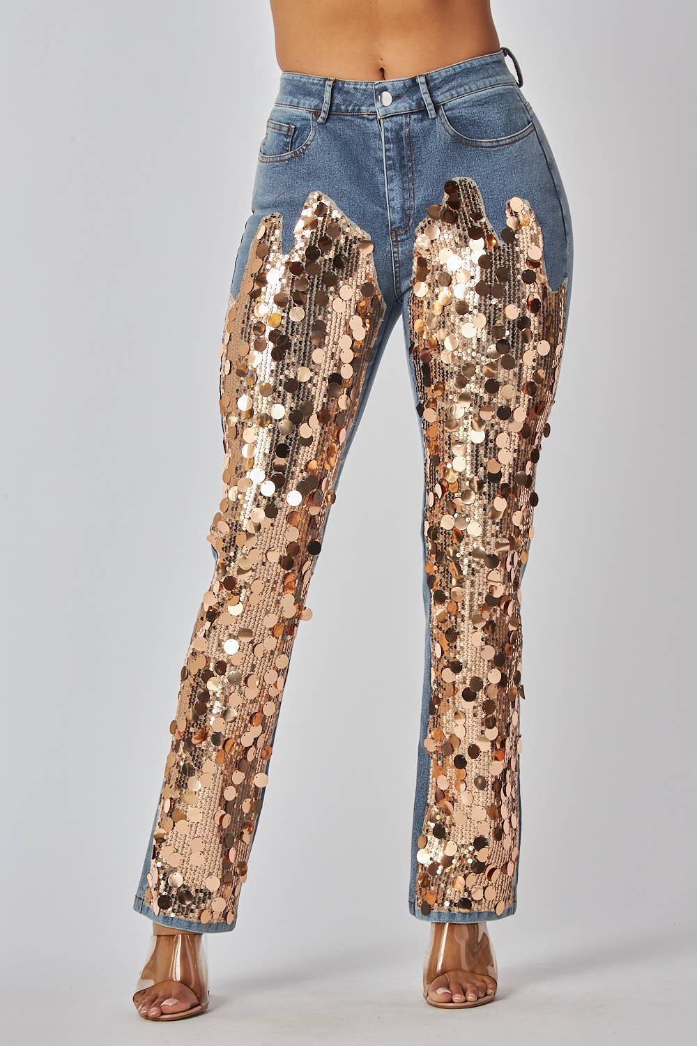 Sequin Embellished Statement Jeans - Born To Glam Born To Glam