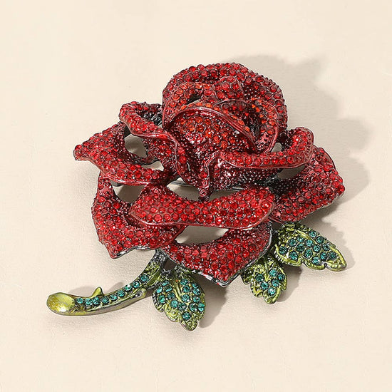 Stone Paved Rose Pin Brooch - Born To Glam Born To Glam