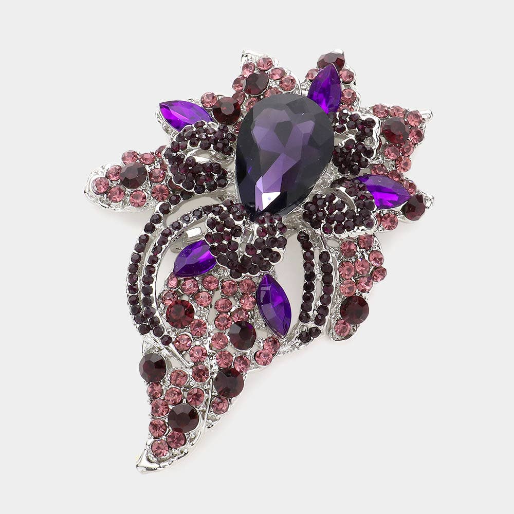 Floral Crystal Pave Bouquet Brooch / Pendant - Born To Glam Born To Glam
