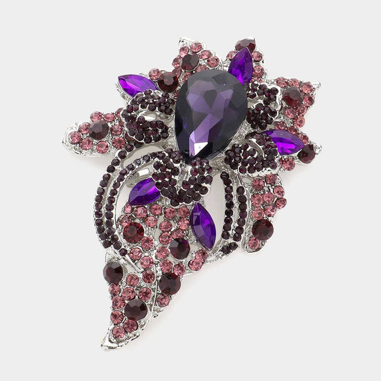 Floral Crystal Pave Bouquet Brooch / Pendant - Born To Glam Born To Glam