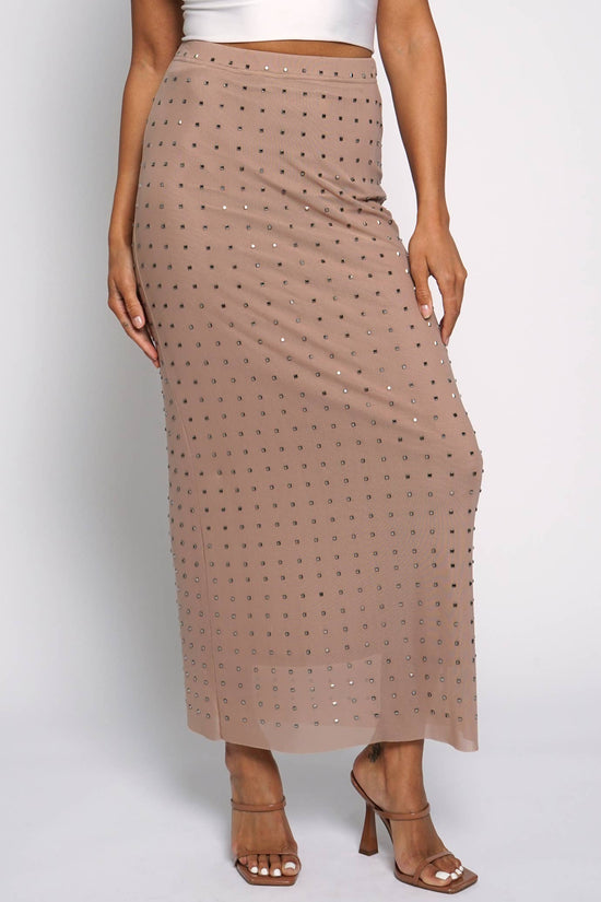 Nude Mirror Mesh Maxi Skirt Born To Glam