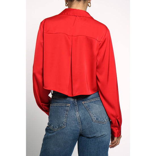 CROPPED SATIN BLOUSE: Black / S - Born To Glam Born To Glam