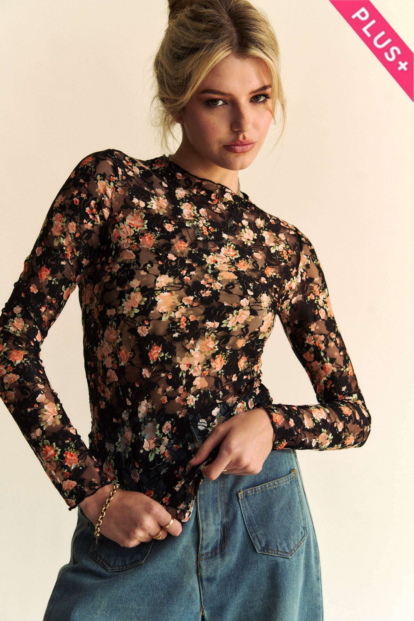 Floral Print Mesh Layerin Top - Born To Glam Born To Glam