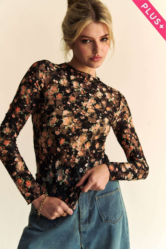 Floral Print Mesh Layerin Top - Born To Glam Born To Glam