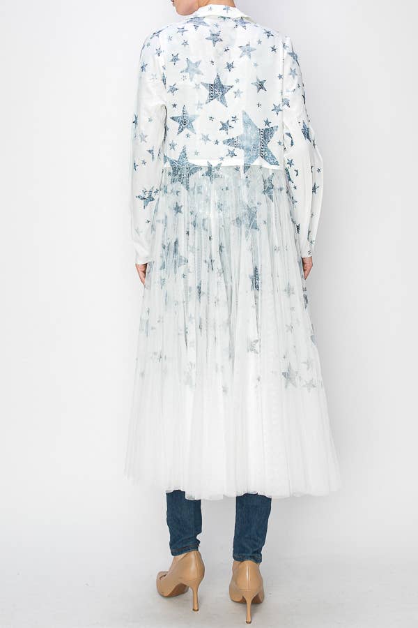 Blue Star Tulle Cardigan Blazer - Born To Glam Born To Glam