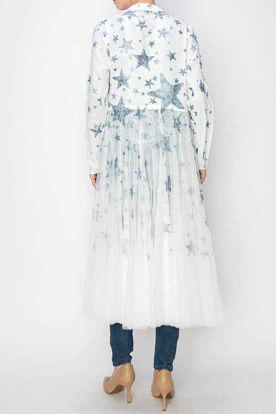 Blue Star Tulle Cardigan Blazer - Born To Glam Born To Glam