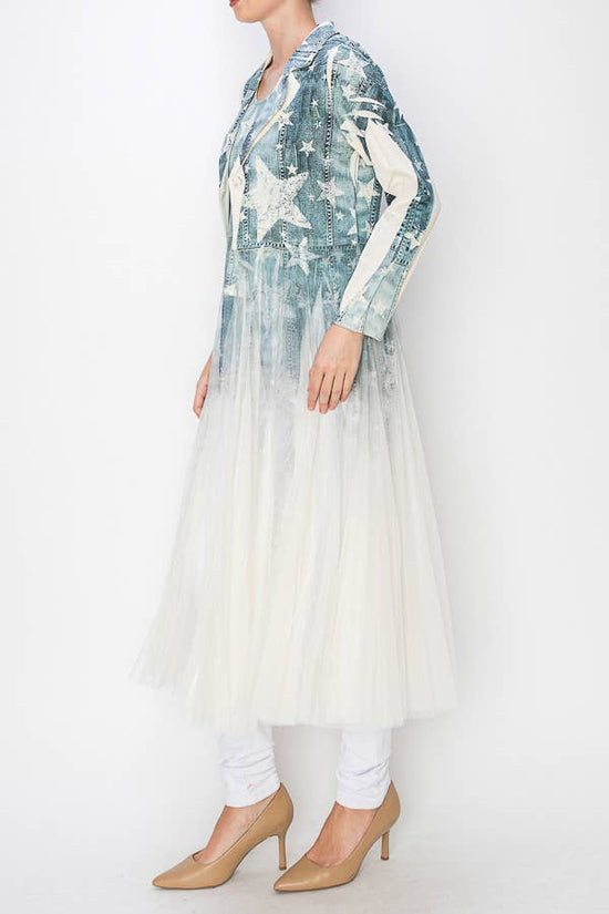 Beige Star Tulle Blazer Cardigan - Born To Glam Born To Glam