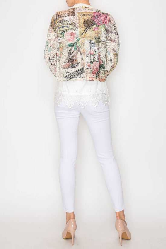 Lace Floral Sequin Crop Jacket - Born To Glam Born To Glam