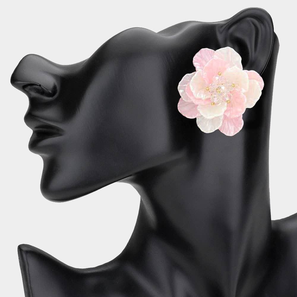 Faceted Bud Resin Petal Flower Earrings - Born To Glam Born To Glam