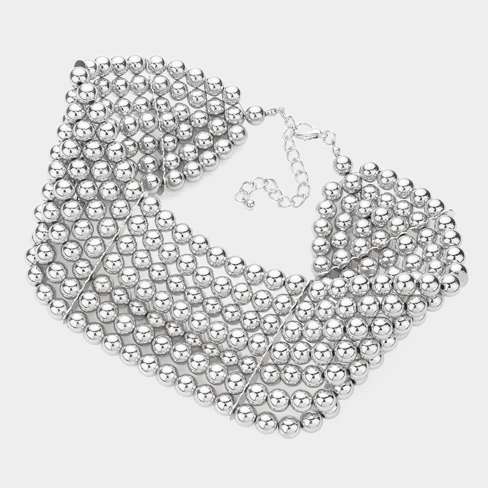 Metal Ball Multi Layered Choker Necklace - Born To Glam Born To Glam