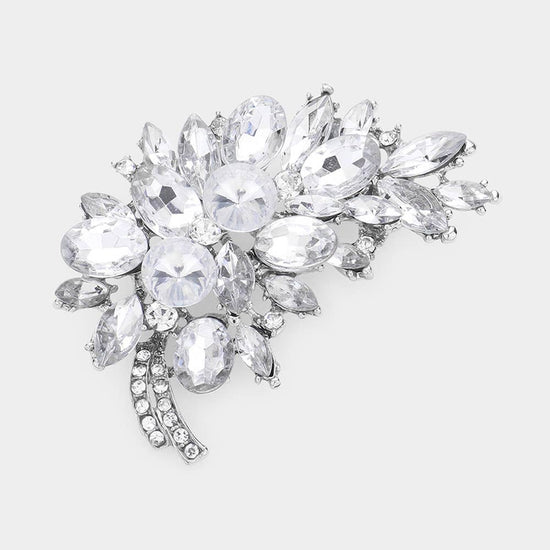 Glass Crystal Leaf Pin Brooch - Born To Glam Born To Glam