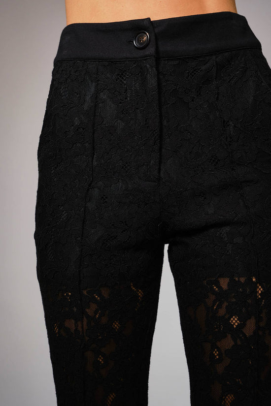 Lace Sheer Mid Rise Trouser Pants - Born To Glam Born To Glam