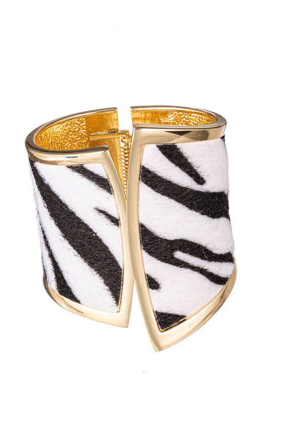 Anita Zebra Print Cuff Bracelet - Born To Glam Born To Glam