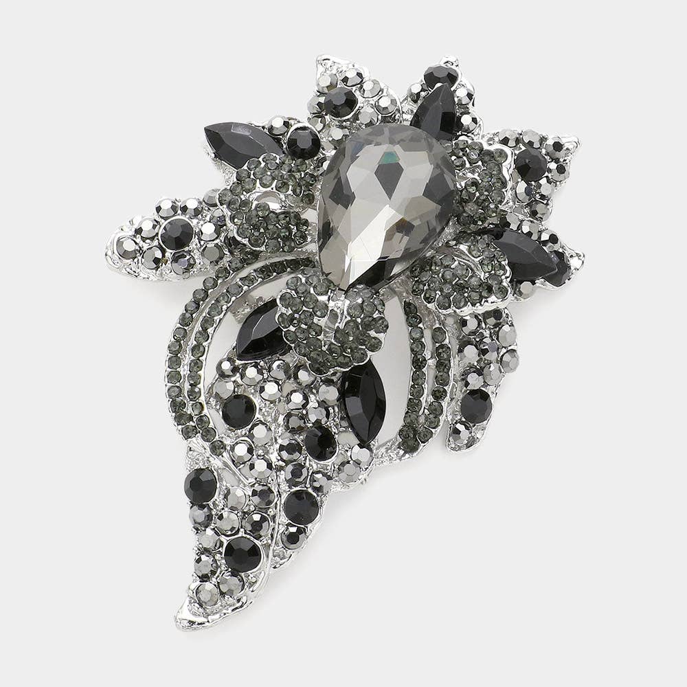 Floral Crystal Pave Bouquet Brooch / Pendant - Born To Glam Born To Glam