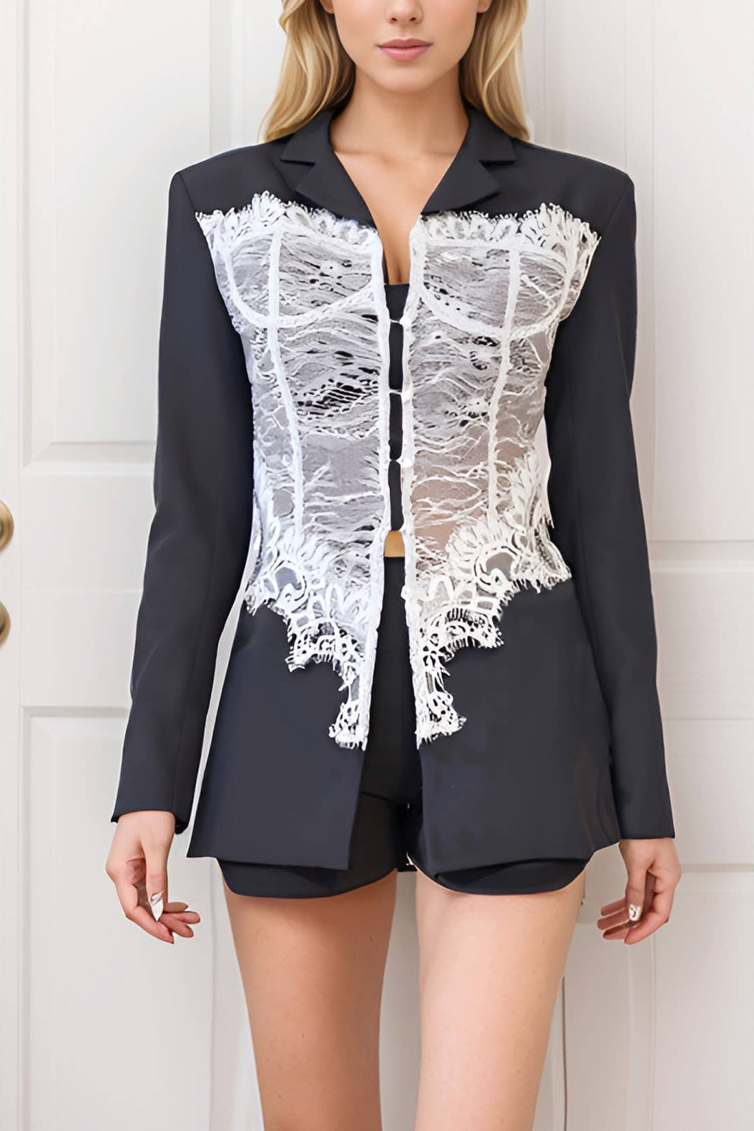 Lace Corset Detail Blazer - Born To Glam Born To Glam