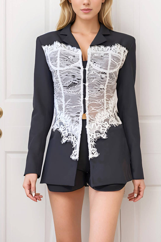 Lace Corset Detail Blazer - Born To Glam Born To Glam