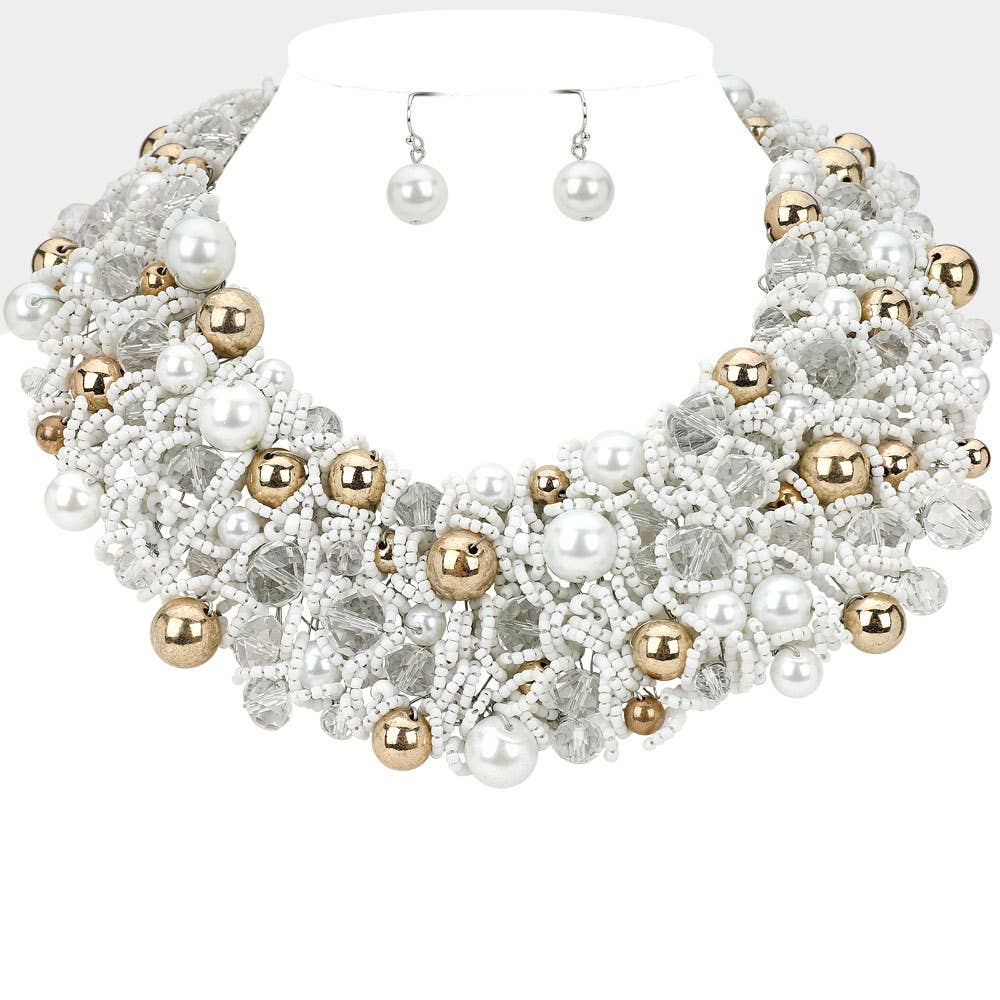 Wire Beaded Collar Necklace - Born To Glam Born To Glam