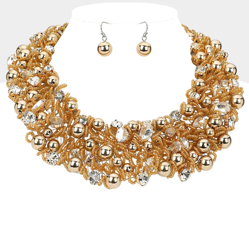 Wire Beaded Collar Necklace - Born To Glam Born To Glam