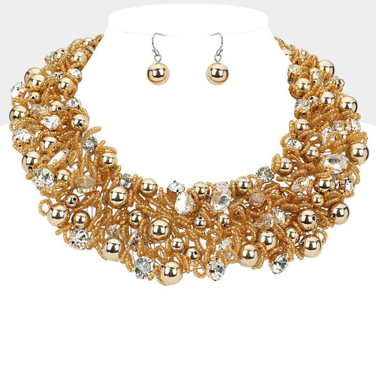 Wire Beaded Collar Necklace - Born To Glam Born To Glam
