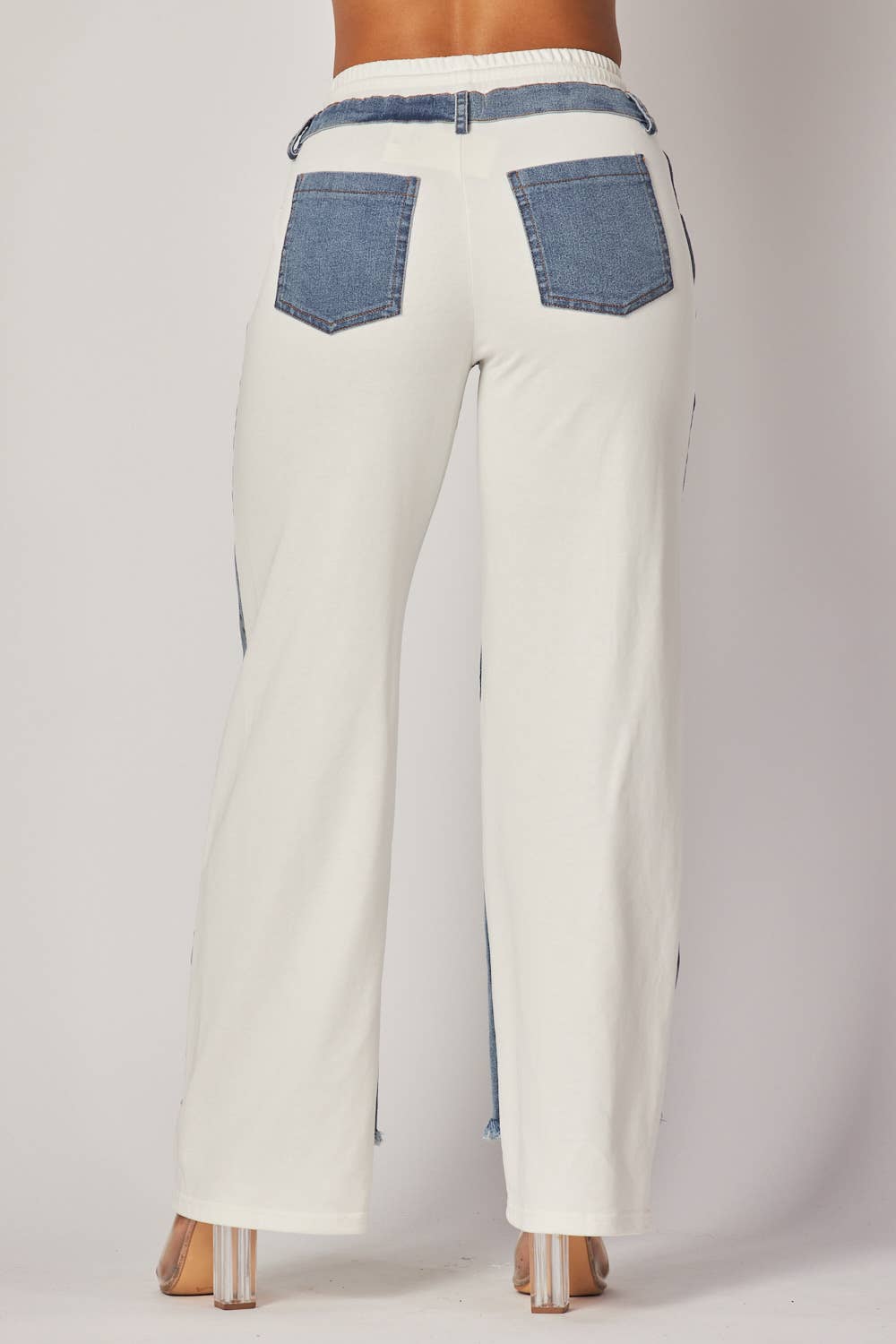 Ivory Denim Jeans Sweatpants - Born To Glam Born To Glam