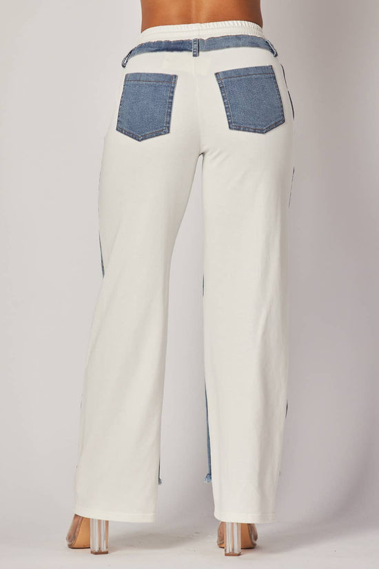 Ivory Denim Jeans Sweatpants - Born To Glam Born To Glam