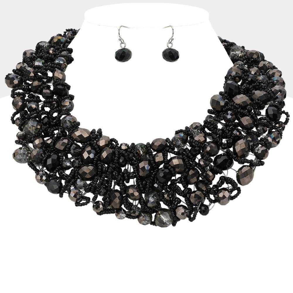 Wire Beaded Collar Necklace - Born To Glam Born To Glam