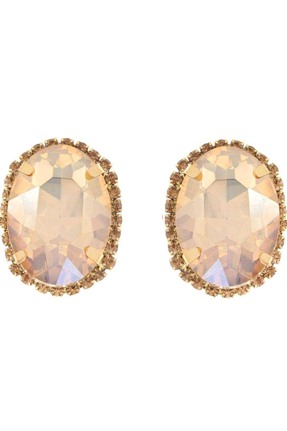Rhinestone Oval Crystal Stud Earrings - Born To Glam Born To Glam