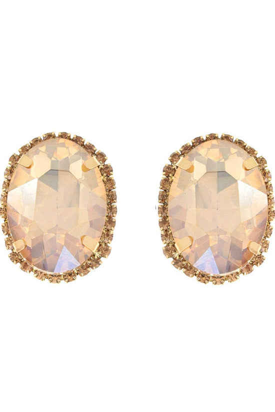 Rhinestone Oval Crystal Stud Earrings - Born To Glam Born To Glam
