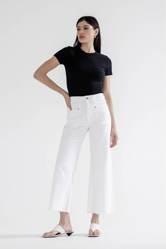 Mica Denim White High Rise Wide Leg Jeans Born To Glam