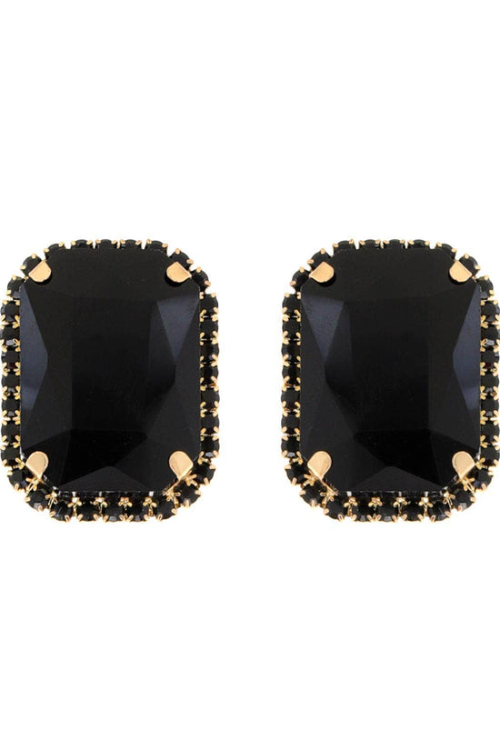 Rhinestone Octagon Cut Crystal Stud Earrings - Born To Glam Born To Glam