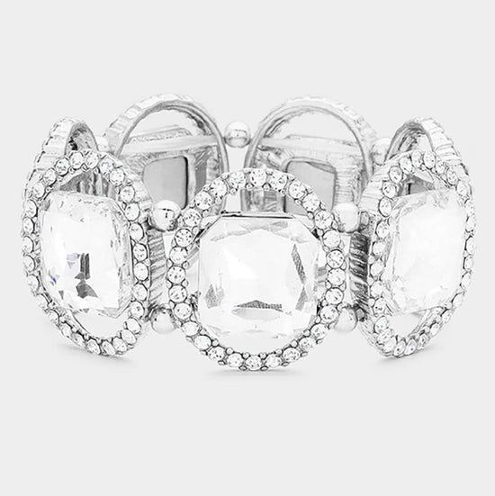Pave Oval Crystal Stretch Bracelet - Born To Glam Born To Glam