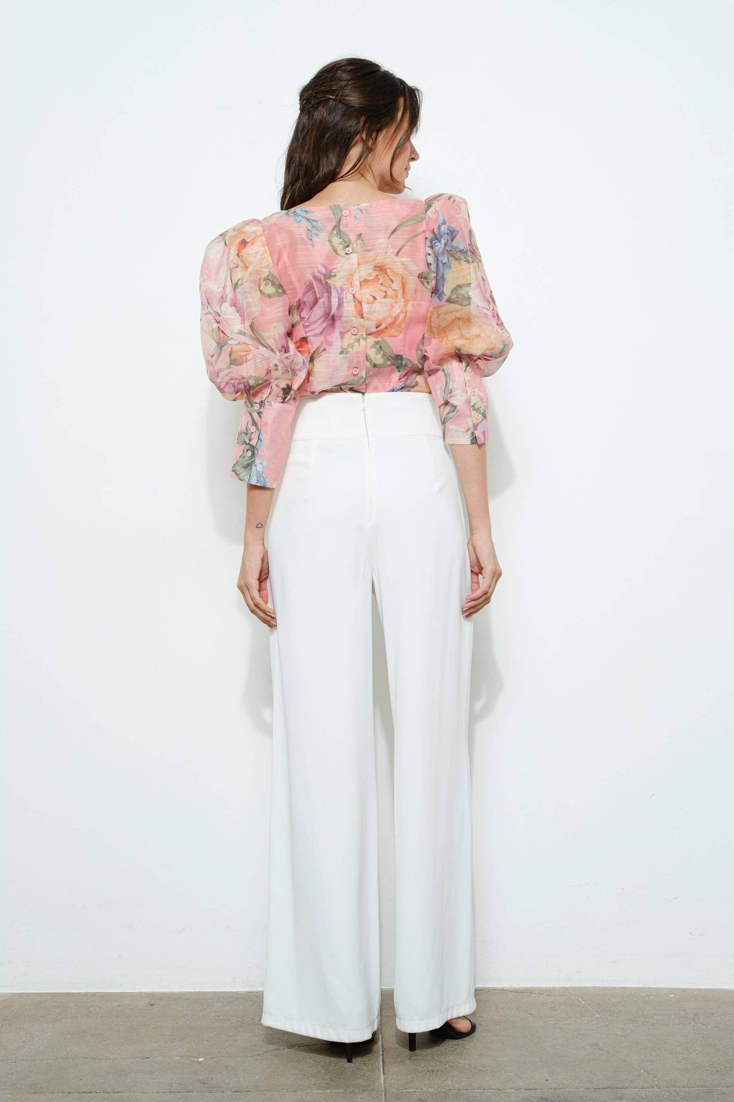Sheer Floral Puff-Sleeve Blouse - Born To Glam Born To Glam