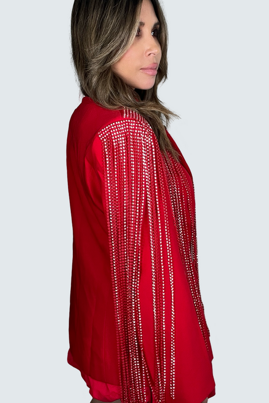 Rhinestone Fringe Blazer - Born To Glam Born To Glam