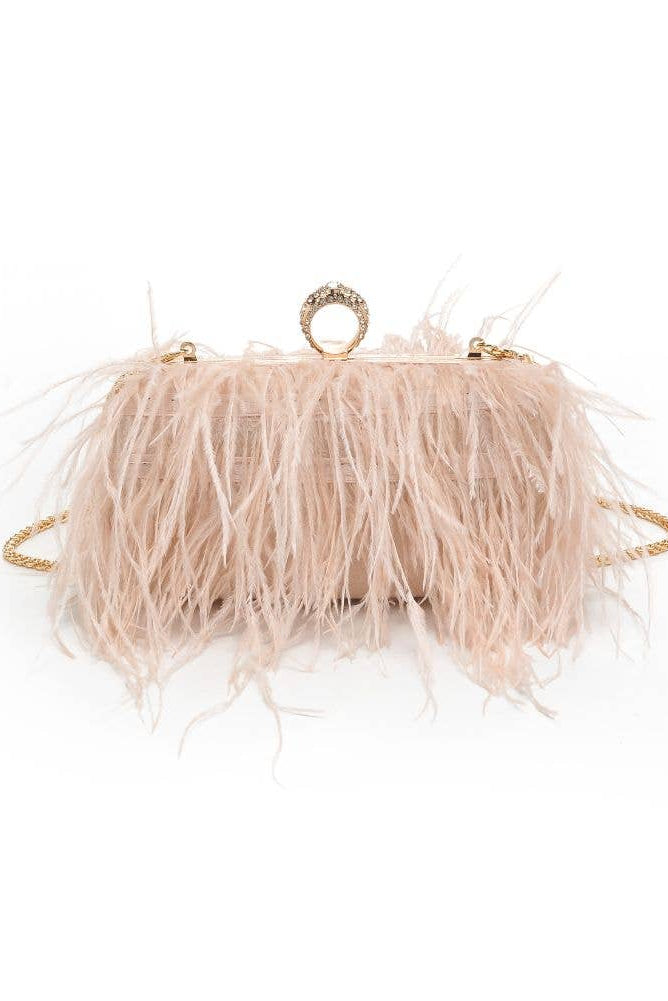 Harlow Feather Evening Bag Soft Pink - Born To Glam Born To Glam