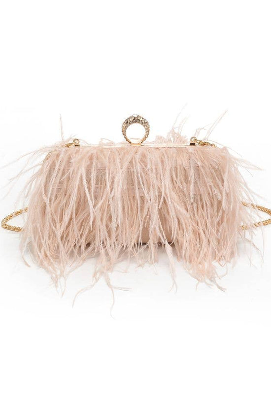 Harlow Feather Evening Bag Soft Pink - Born To Glam Born To Glam