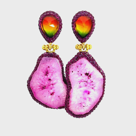 Load and play video in Gallery viewer, Magenta Agate Sterling Silver Earring
 Born To Glam