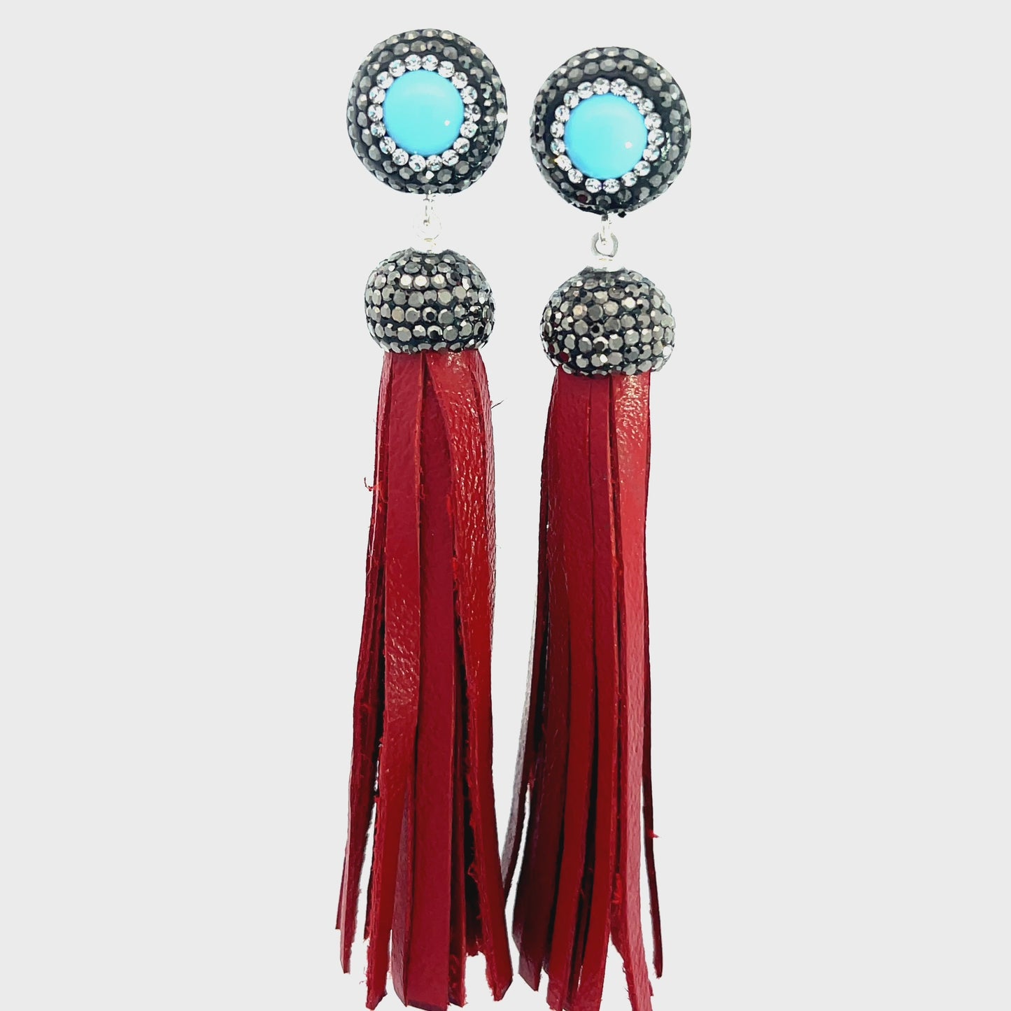 Load and play video in Gallery viewer, Leather 925 Sterling Silver Gemstone Tassel Earring
 Born To Glam