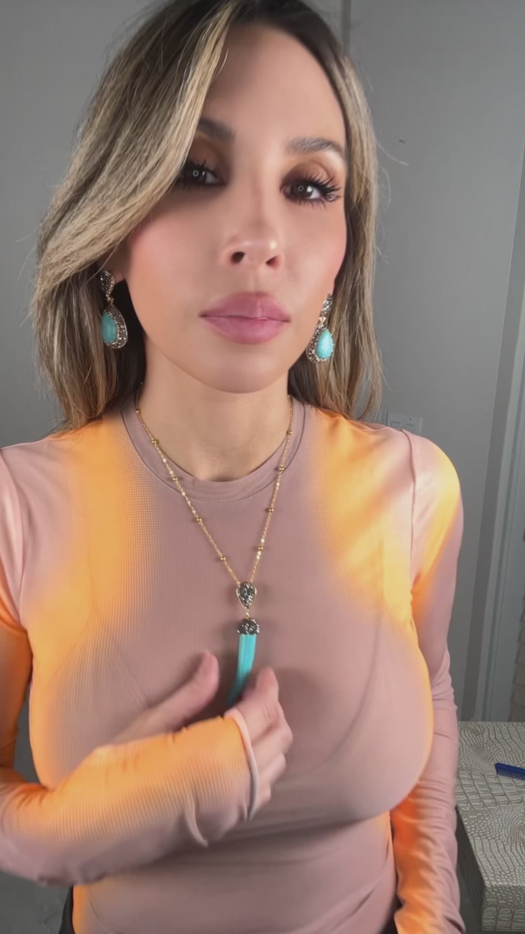 Turquoise Horn Pendant Necklace Born To Glam